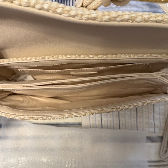 NWT Dolce Vita Beige Woven Clutch with Gold Accent